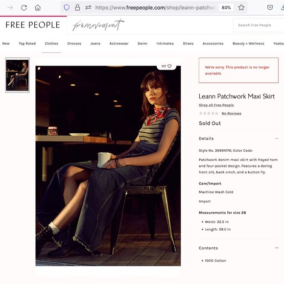 NWOT Free People Leann Patchwork Maxi Skirt Sz 27 - Picture 15 of 16